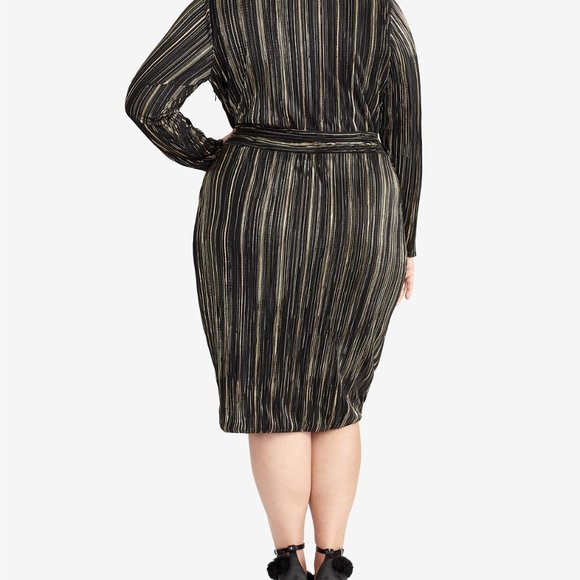 RACHEL Rachel Roy Pleated Faux Wrap Sheath Dress - Picture 11 of 11